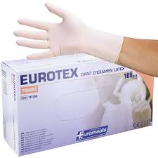 Gants d'examen en latex pré-poudrés 9/10/1