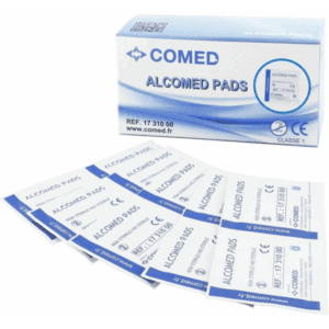 Compresses alcoolisées Alcomed (100) – Lot de 10 unités.