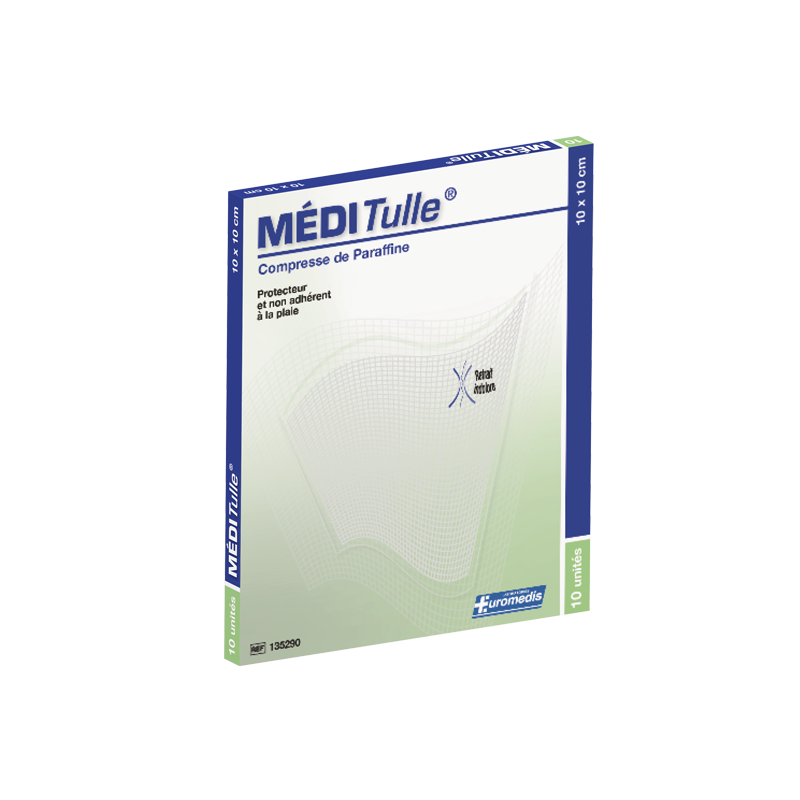 Tulle gras stérile – Lot de 10 unités.