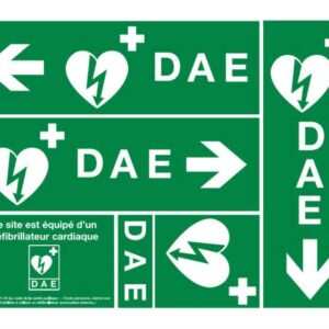 Pack de 5 signalétiques DAE – Signalisation obligatoire pour défibrillateurs externes automatisés